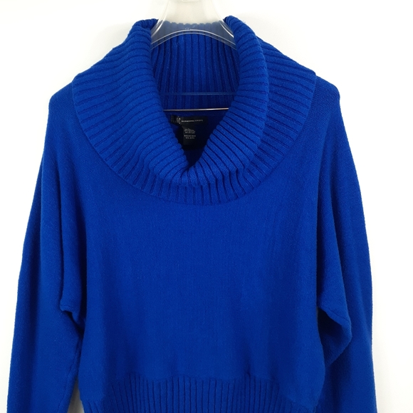INC Blue Cowl Neck Fold Over Turtleneck Dolman Cro - Picture 7 of 11